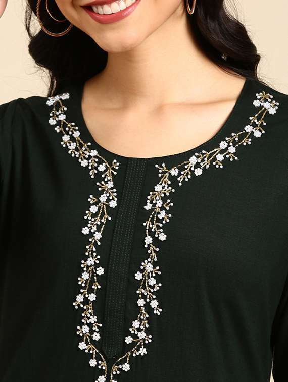 embellished kurta pant set - 18532016 -  Standard Image - 3