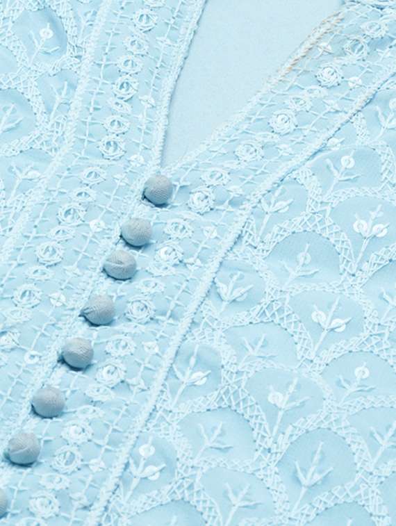 women light blue embroidered kurta pant set - 18532031 -  Standard Image - 5