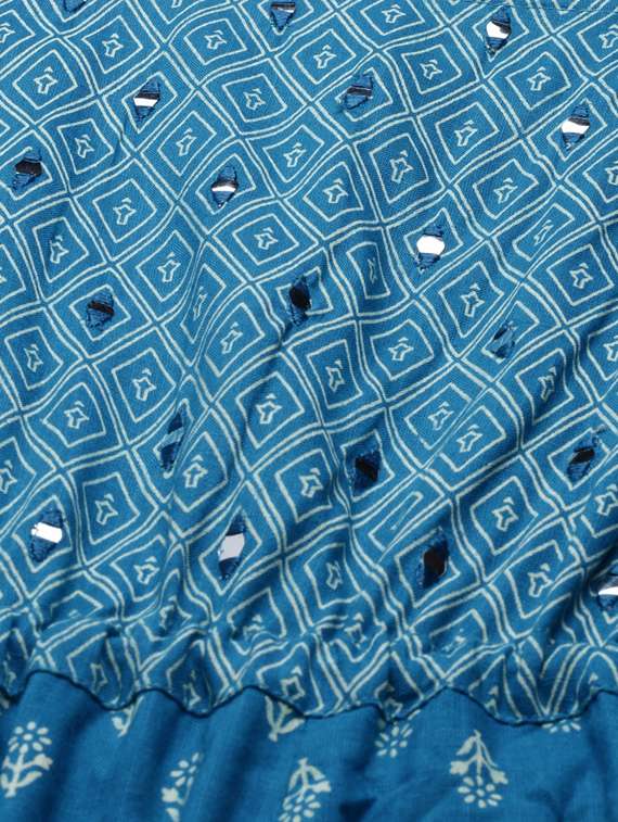 mirror work printed flared ethnic dress - 18532079 - Standard Image - 5