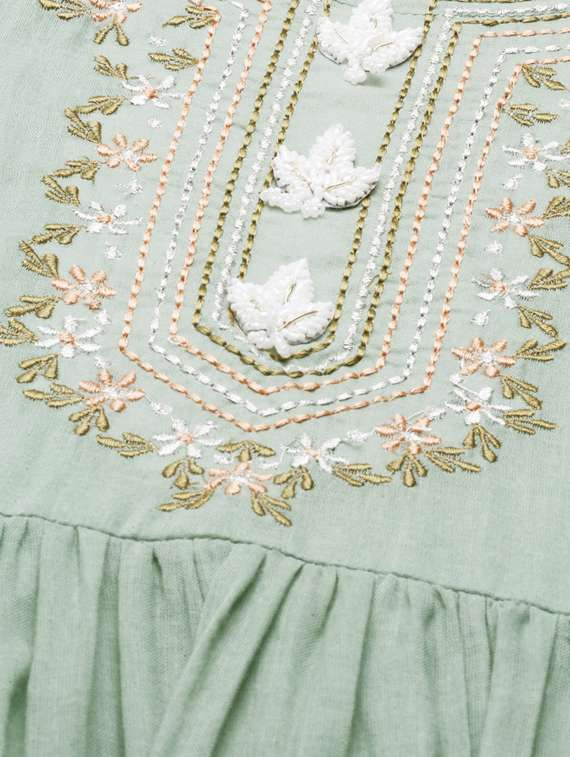 yoke embroidered tiered ethnic dress - 18532104 - Standard Image - 5