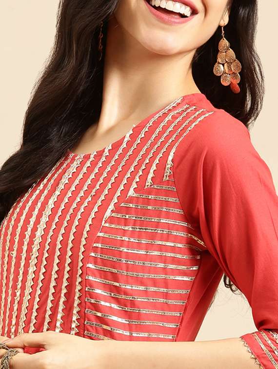 gota work anarkali ethnic dress - 18532105 -  Standard Image - 3