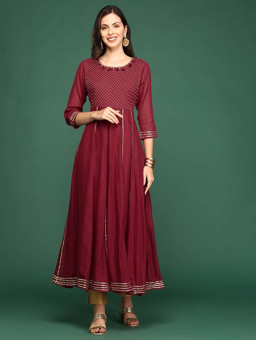 gota work anarkali ethnic dress 