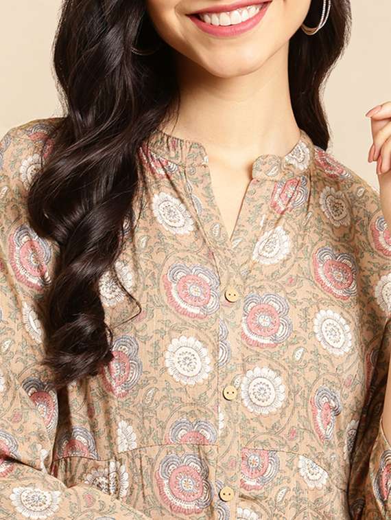 floral asymmetric ethnic dress - 18532142 - Standard Image - 3