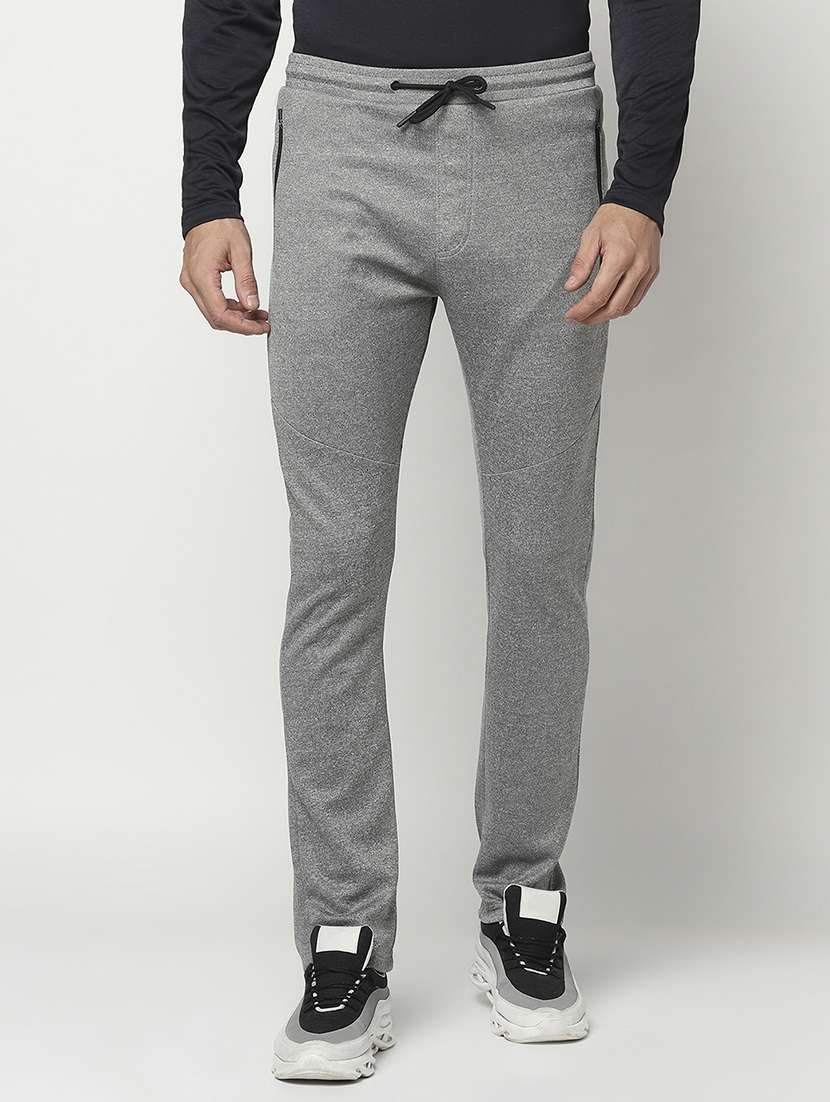 men solid full length track pant