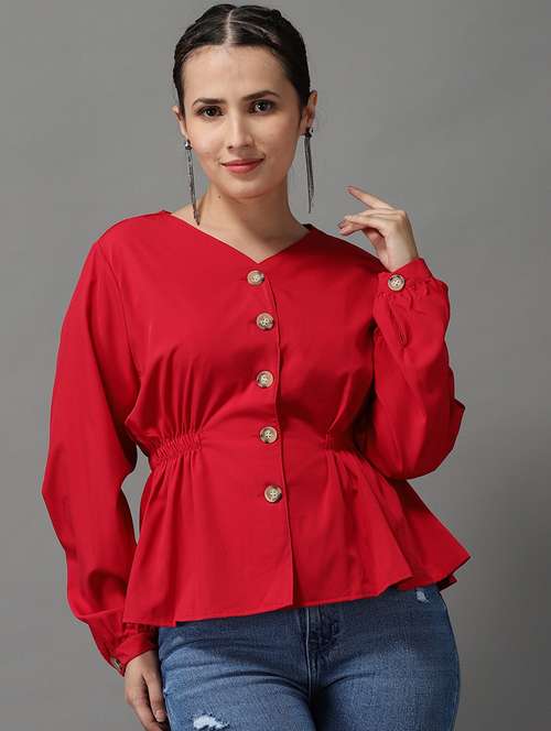 women's peplum v neck top - 18532185 -  Standard Image - 0