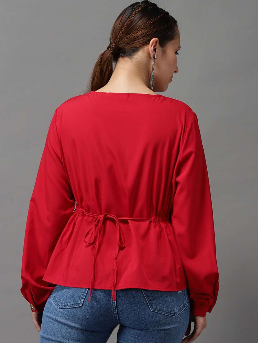 women's peplum v neck top - 18532185 -  Standard Image - 3