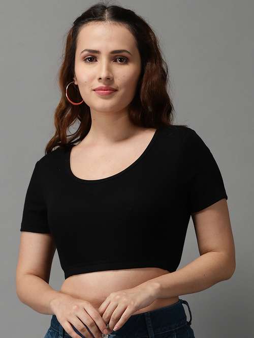 women's crop round neck top - 18532223 -  Standard Image - 0