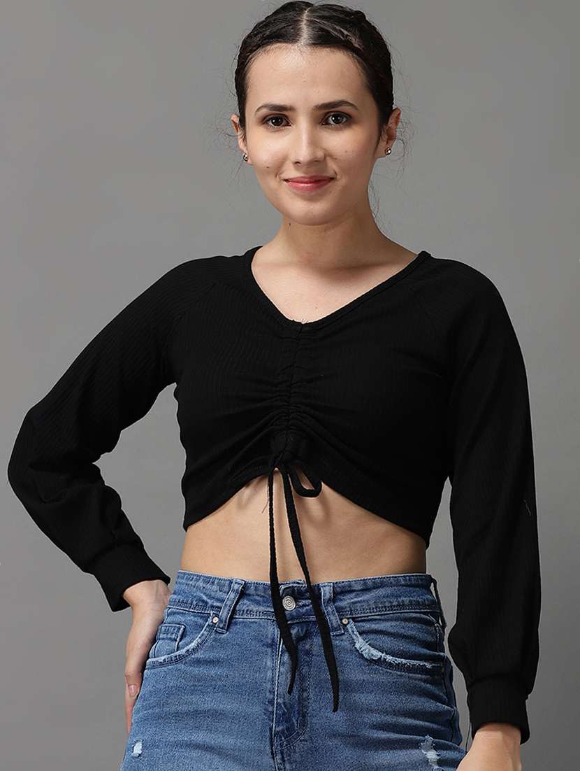 women's crop v neck top - 18532236 - Zoom Image - 0