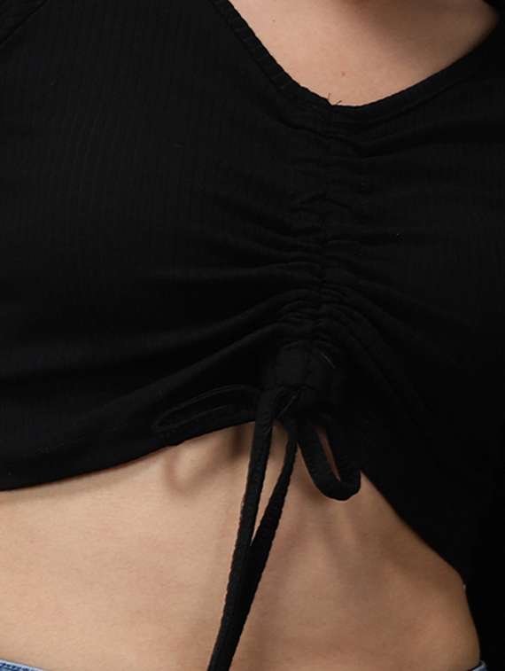 women's crop v neck top - 18532236 - Standard Image - 3