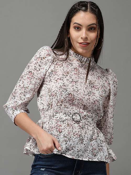 women's peplum mock neck top - 18532274 -  Standard Image - 0