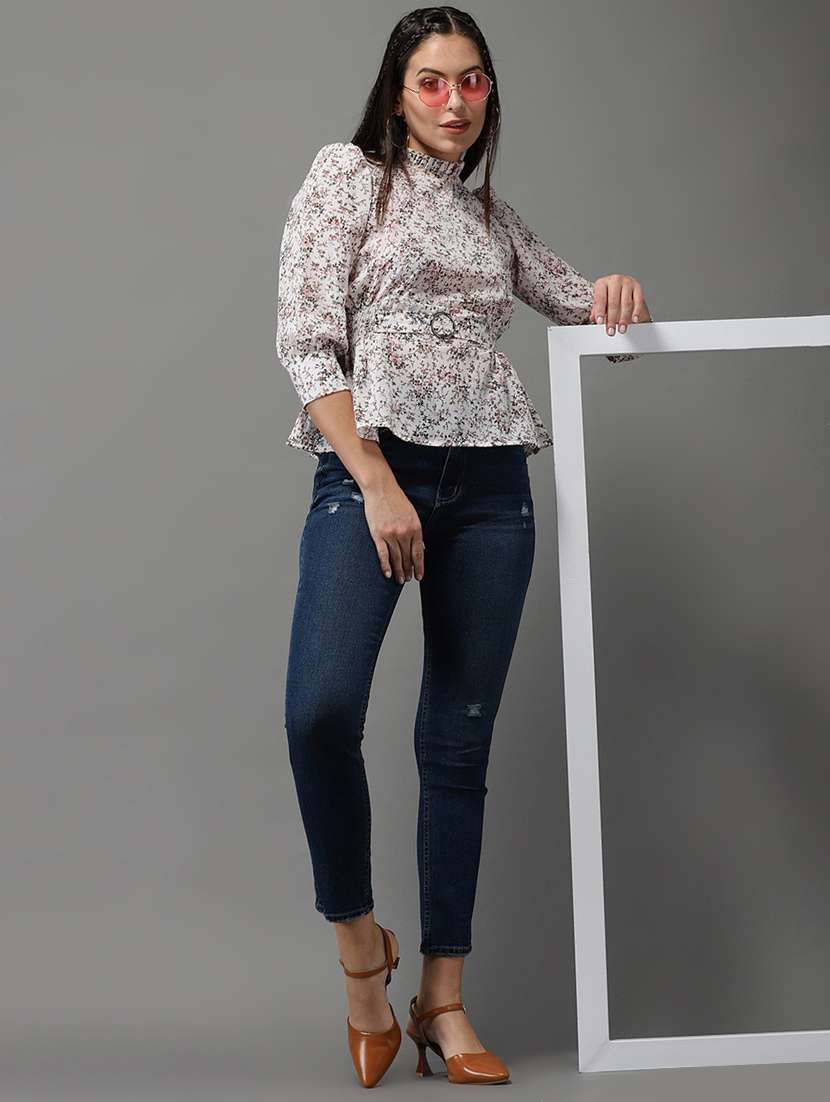 women's peplum mock neck top - 18532274 - Standard Image - 3