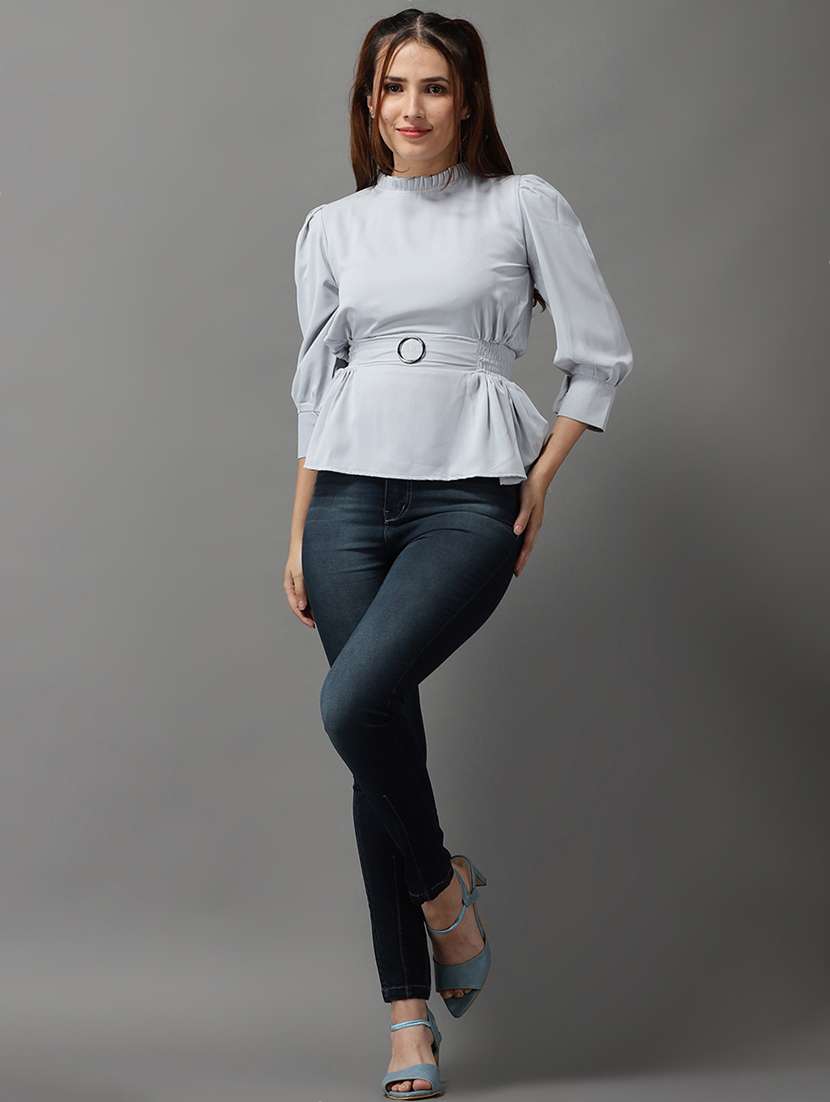 women's peplum mock neck top - 18532276 -  Standard Image - 3