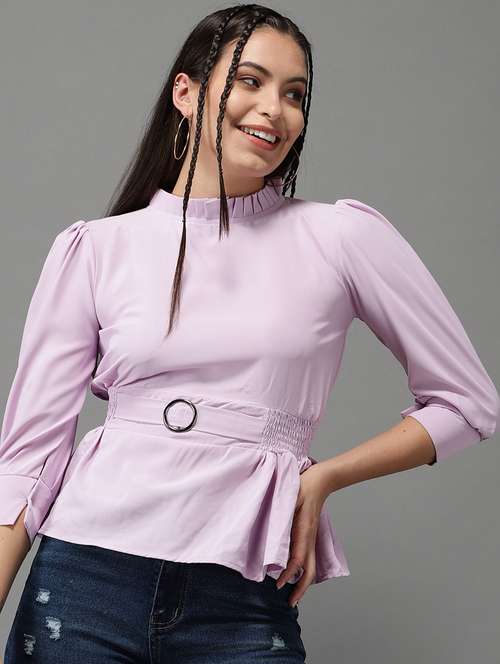 women's peplum mock neck top - 18532277 -  Standard Image - 0