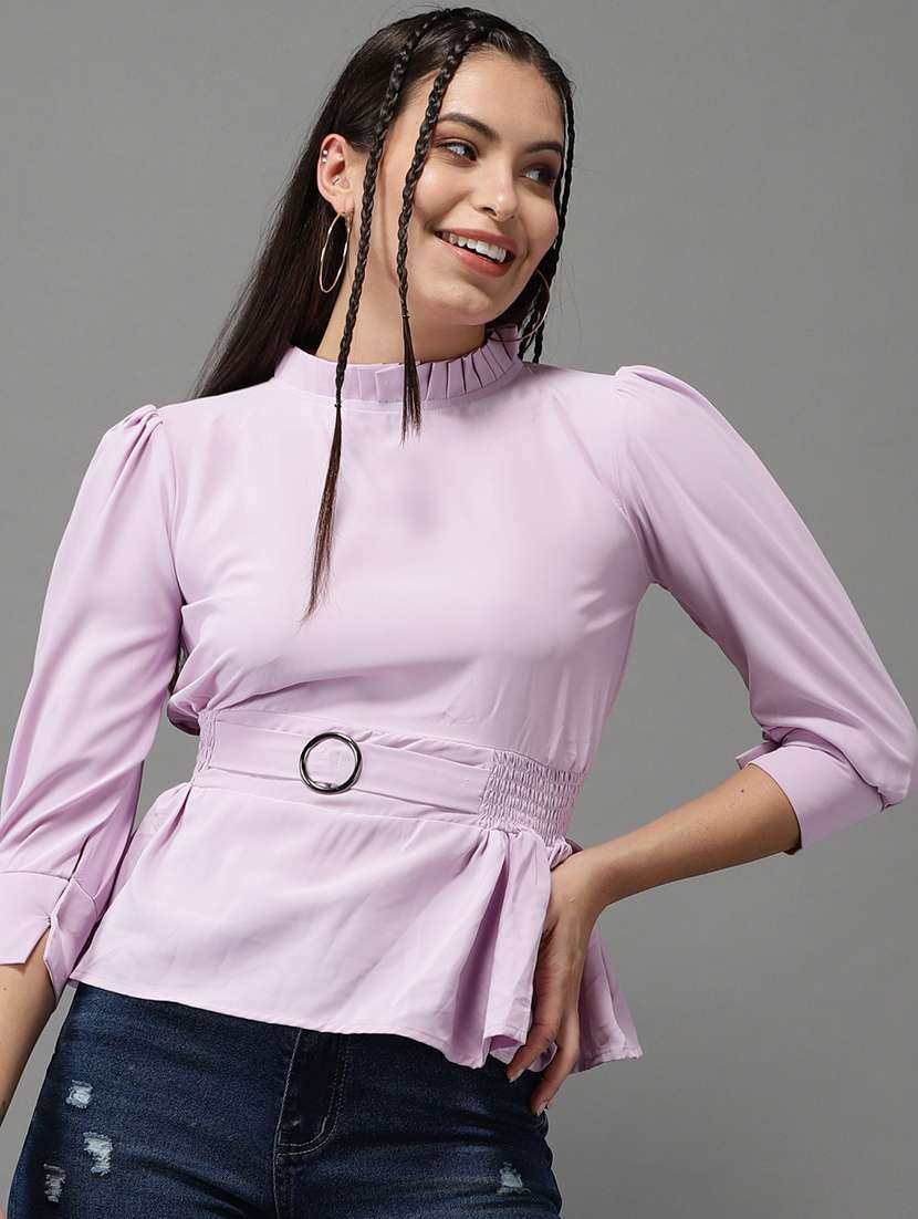 women's peplum mock neck top - 18532277 -  Zoom Image - 0