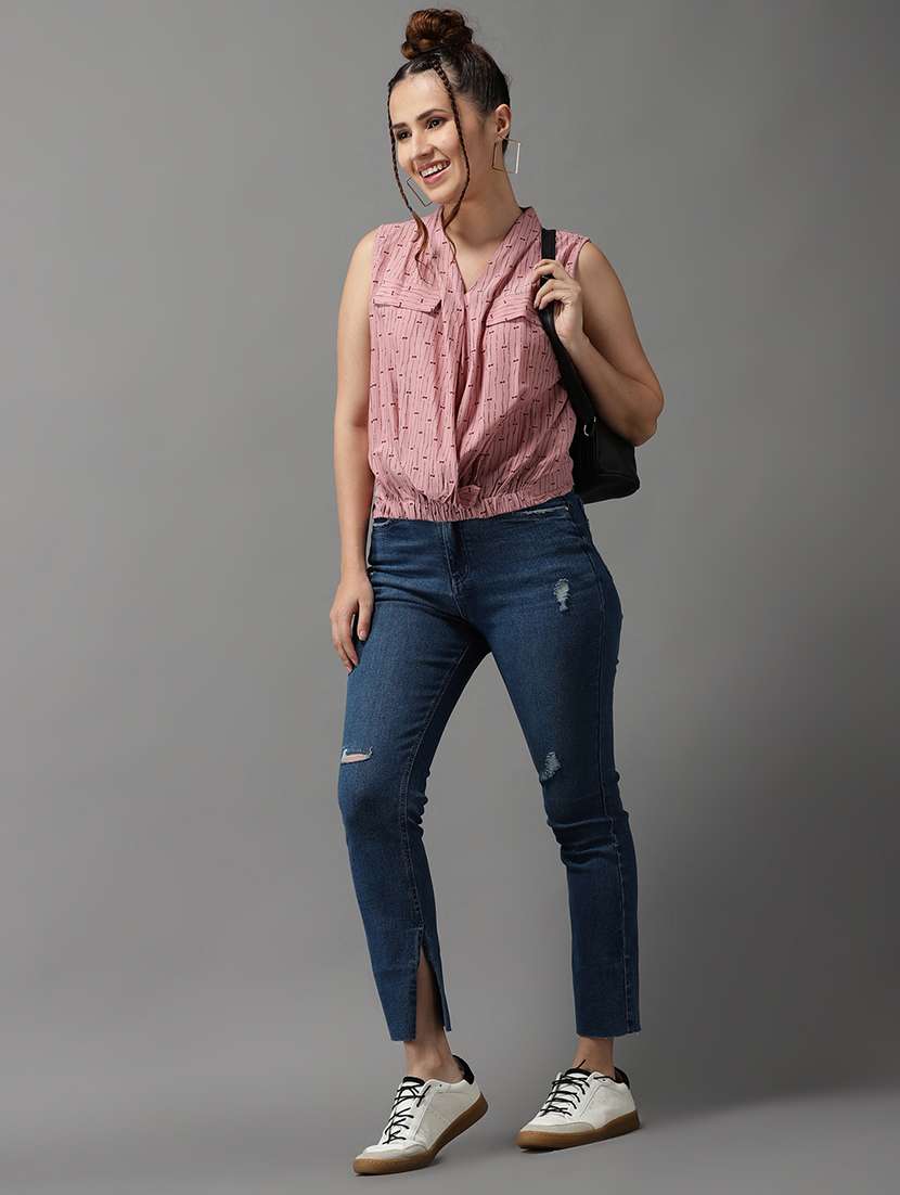 women's blouson v neck top - 18532280 -  Standard Image - 3