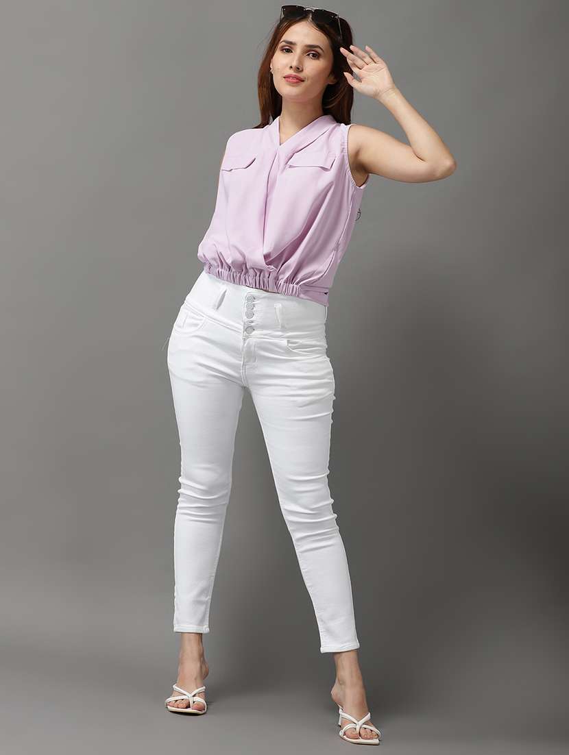 women's blouson v neck top - 18532288 - Standard Image - 3