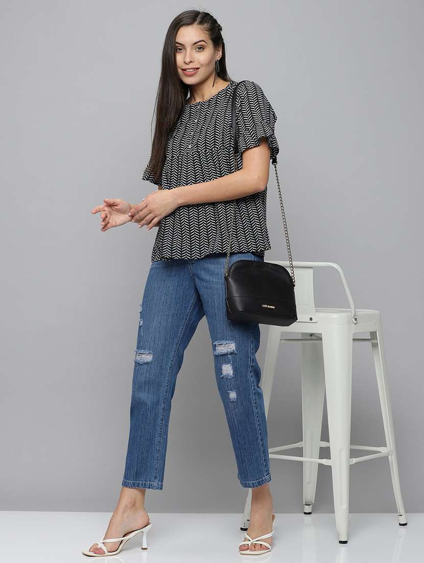 women's peplum round neck top - 18532300 -  Standard Image - 3