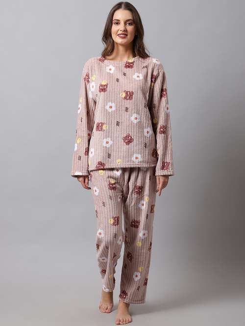 round neck printed nightwear pyjama set  - 18532735 -  Standard Image - 0
