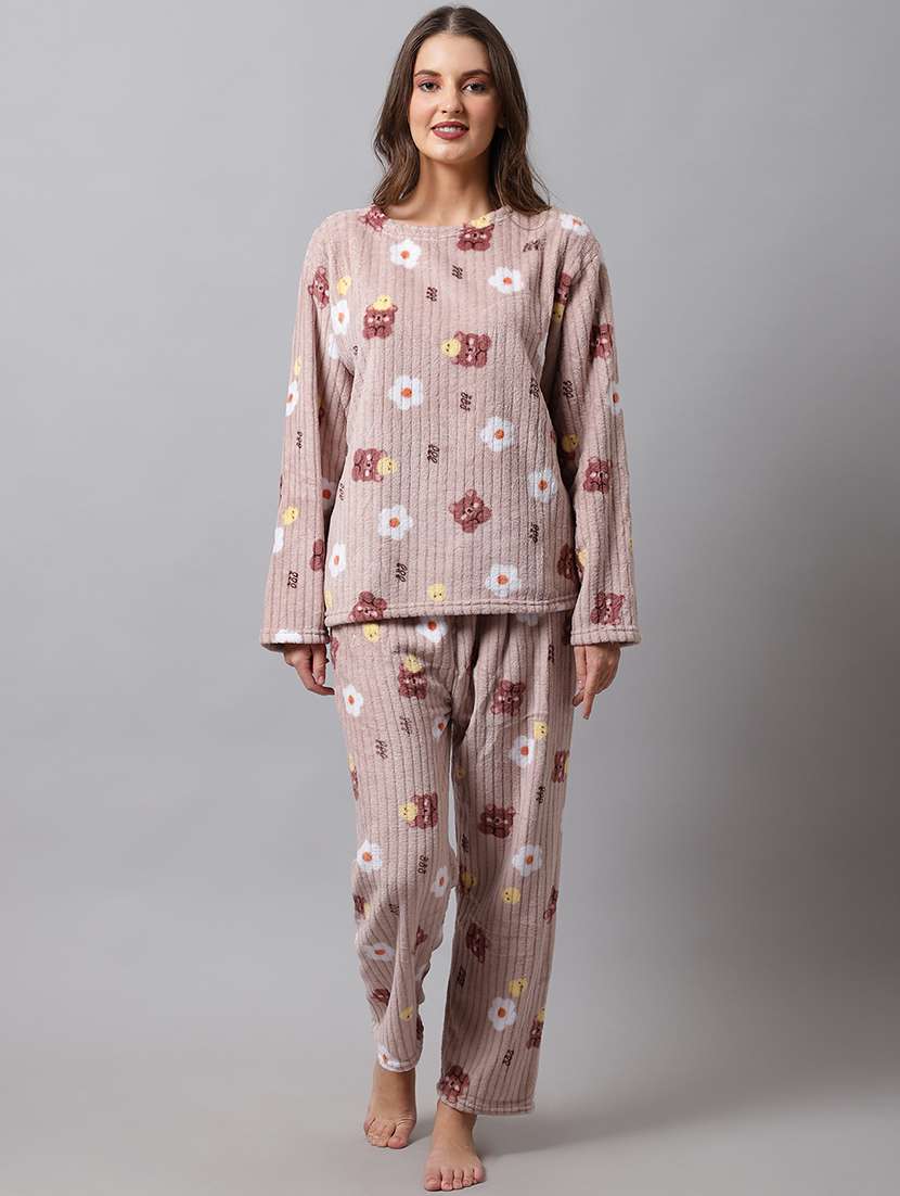 round neck printed nightwear pyjama set  - 18532735 -  Zoom Image - 0