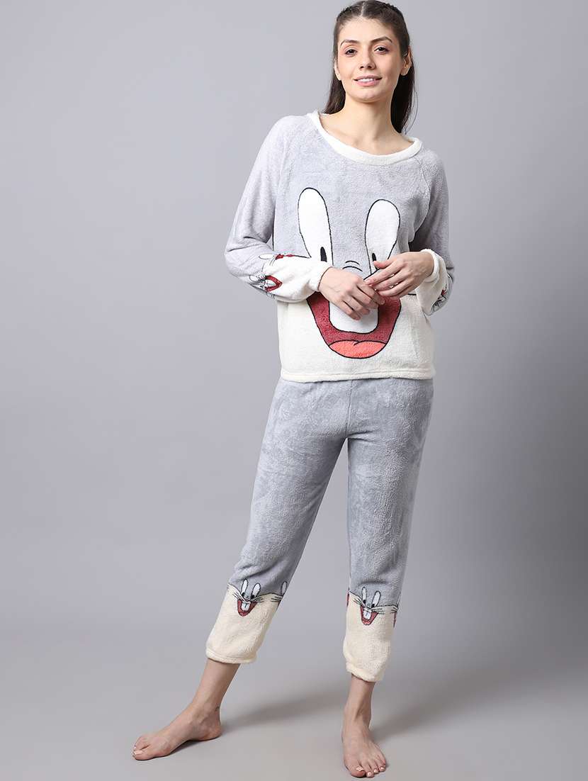 round neck printed nightwear payjama set - 18532749 - Zoom Image - 0