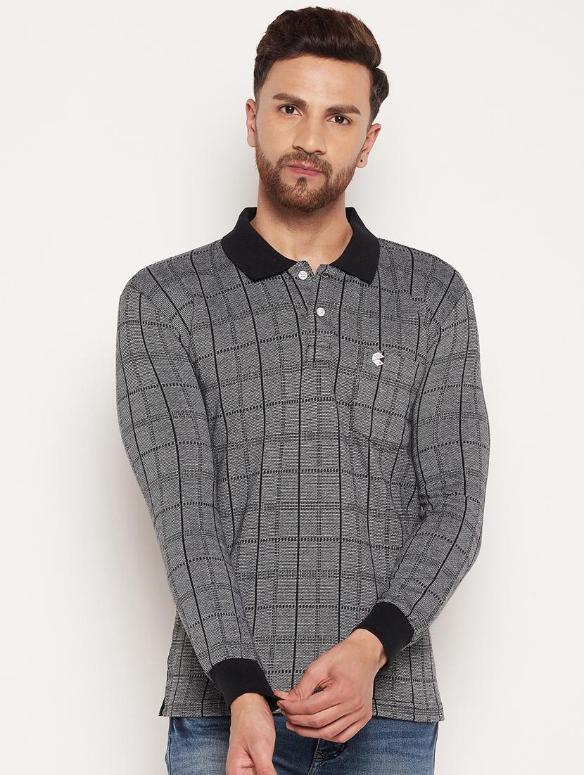 men checkered long sleeved polo t-shirt - 18532864 - Zoom Image - 0