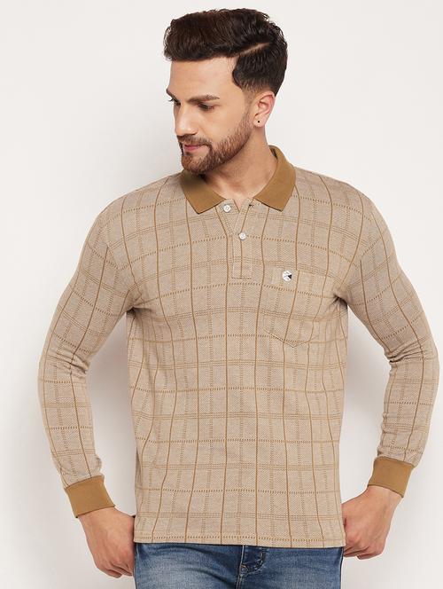 long sleeved checkered polo t-shirt - 18532865 - Standard Image - 0
