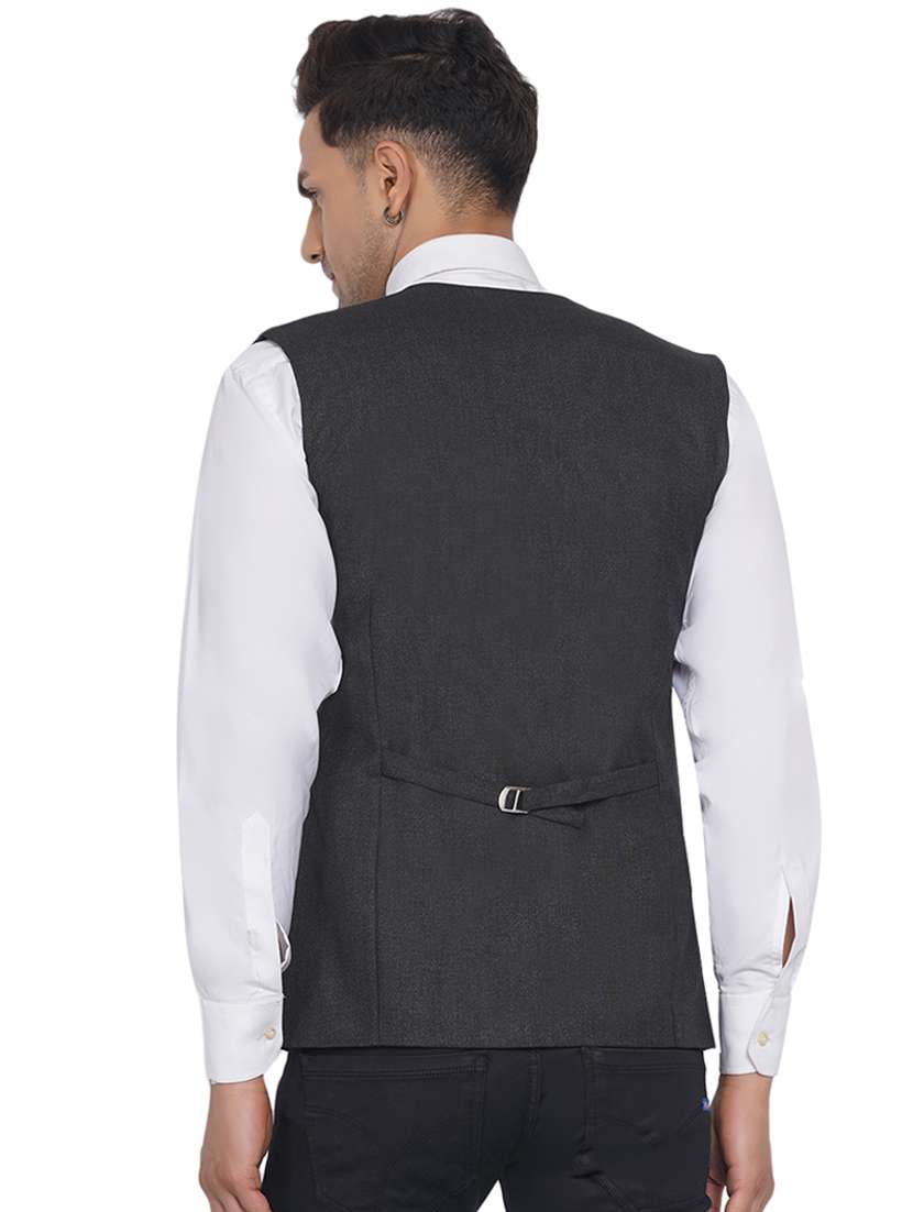 grey solid nehru jacket - 18532900 -  Standard Image - 3