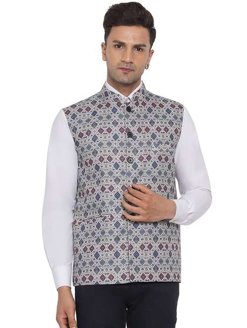 printed nehru jacket - 18532931 -  Standard Image - 0