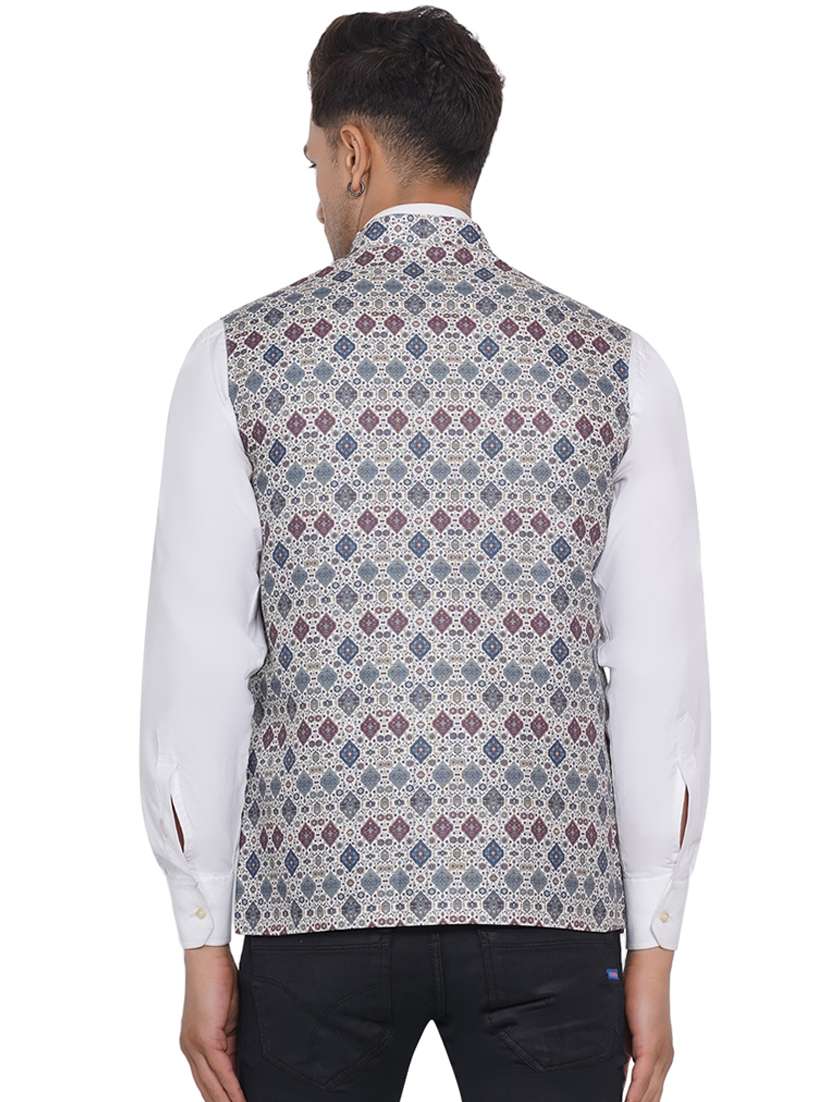 printed nehru jacket - 18532931 -  Standard Image - 3
