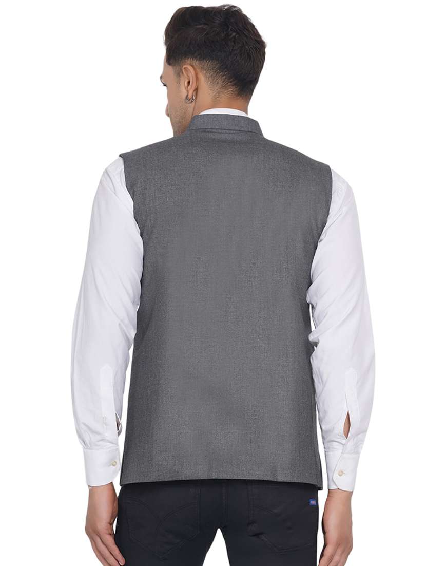 solid nehru jacket - 18532948 - Standard Image - 3