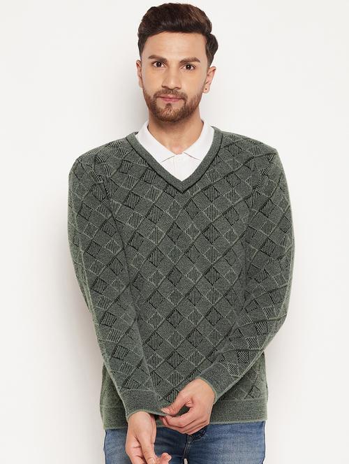 v neck checkered pullover - 18532960 - Standard Image - 0
