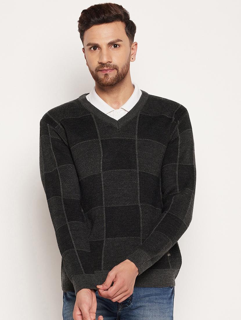v neck checkered pullover - 18532962 - Zoom Image - 0