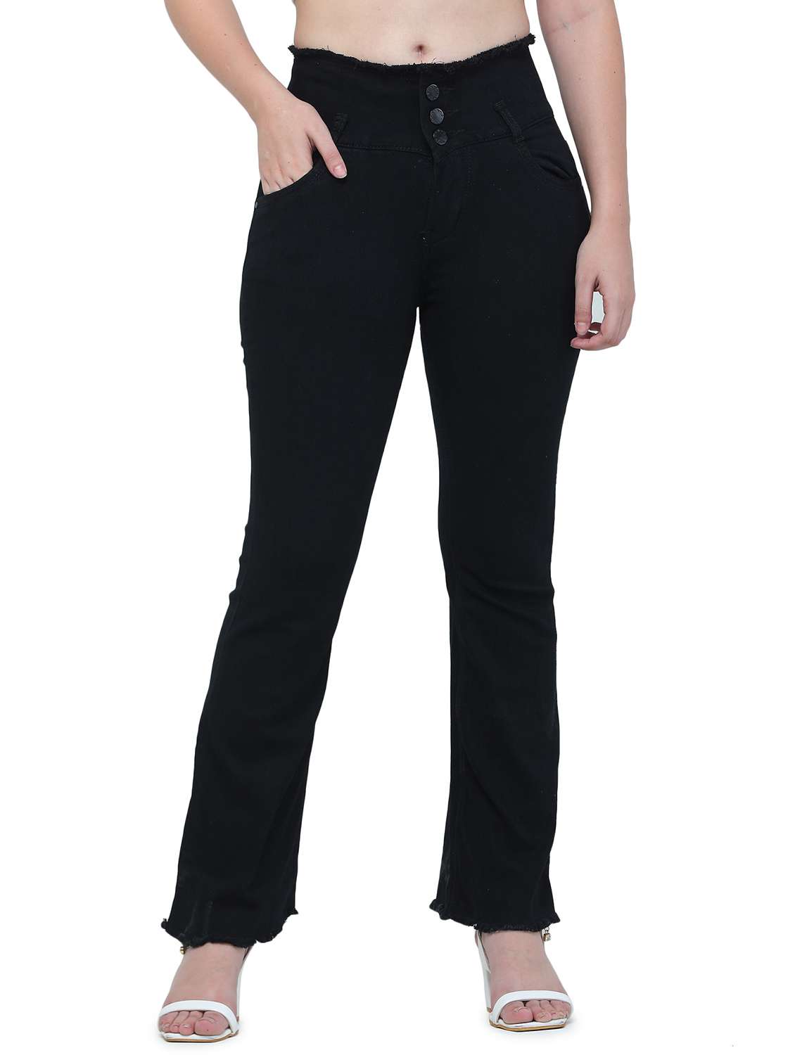 high rise solid denim jean - 18532999 -  Zoom Image - 0