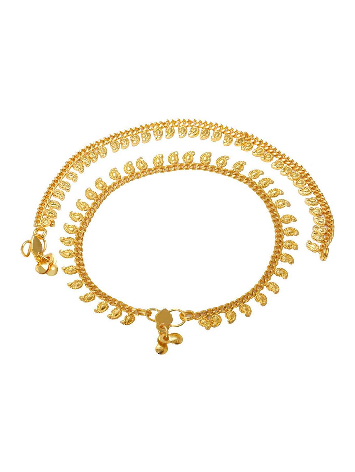 mango shaped gold plated brass anklet 
