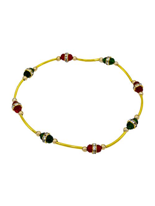 gold plated brass anklet with studded stones - 18534030 - Standard Image - 0