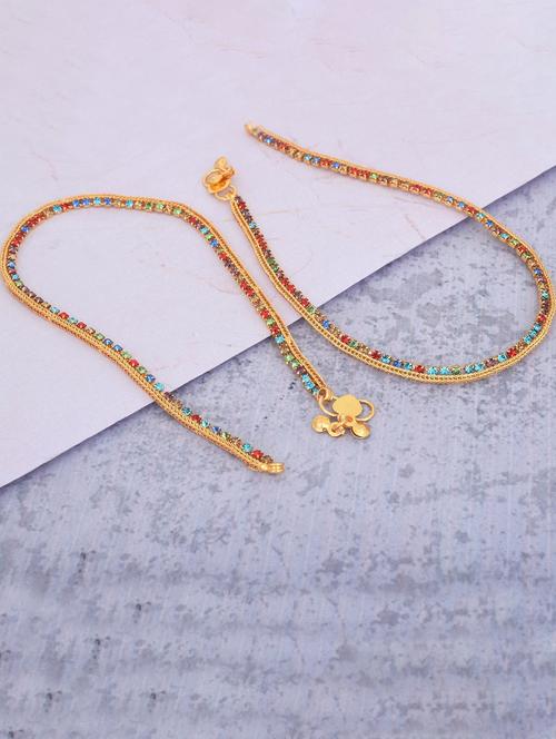multi colored gold plated brass anklet - 18534043 - Standard Image - 0