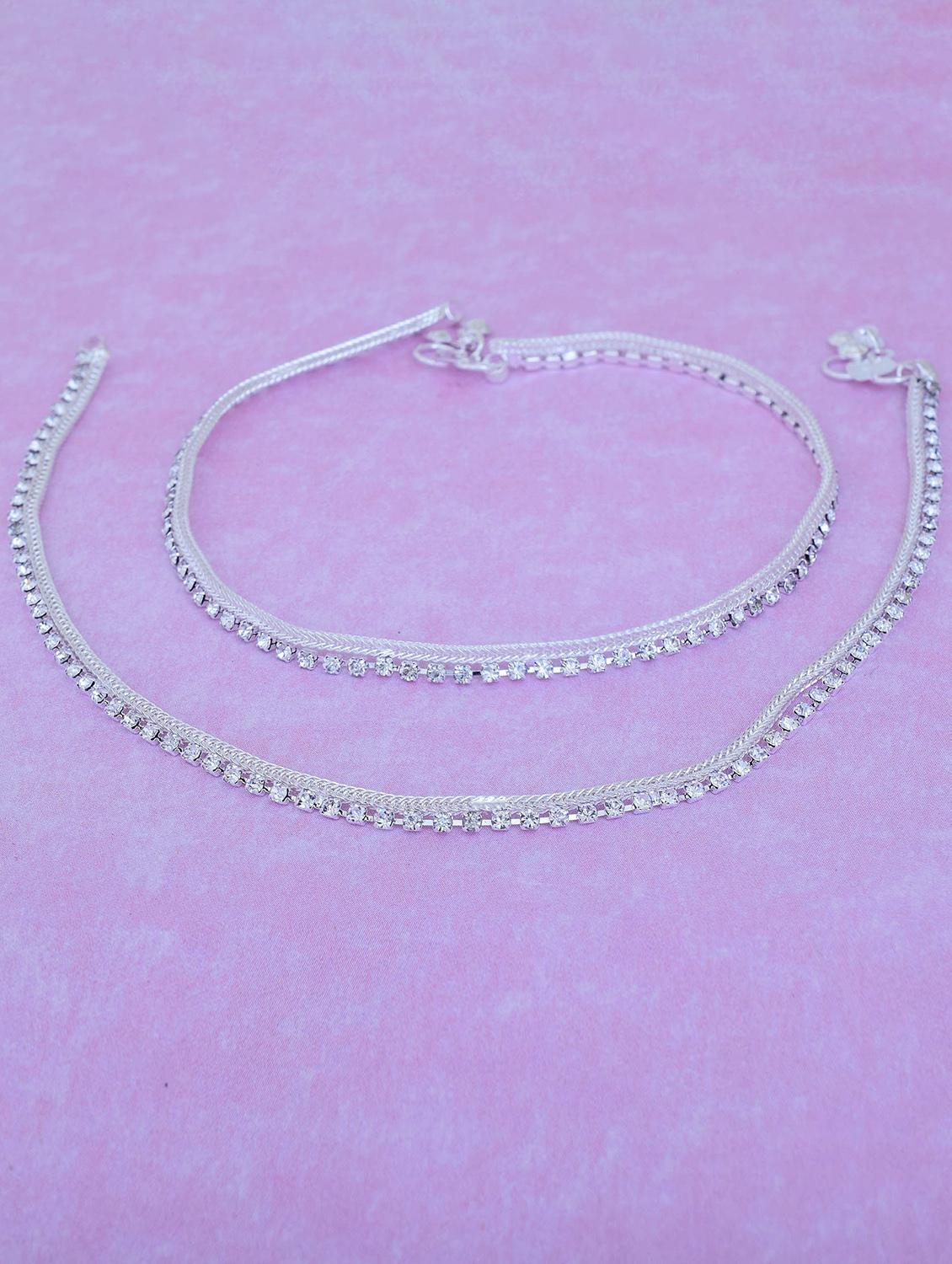 silver plated brass anklet  - 18534064 -  Zoom Image - 0