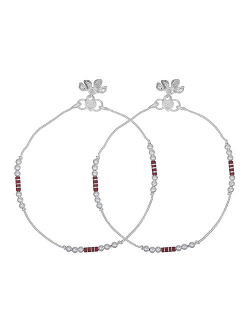 silver plated brass anklet with studded stones - 18534101 - Standard Image - 0