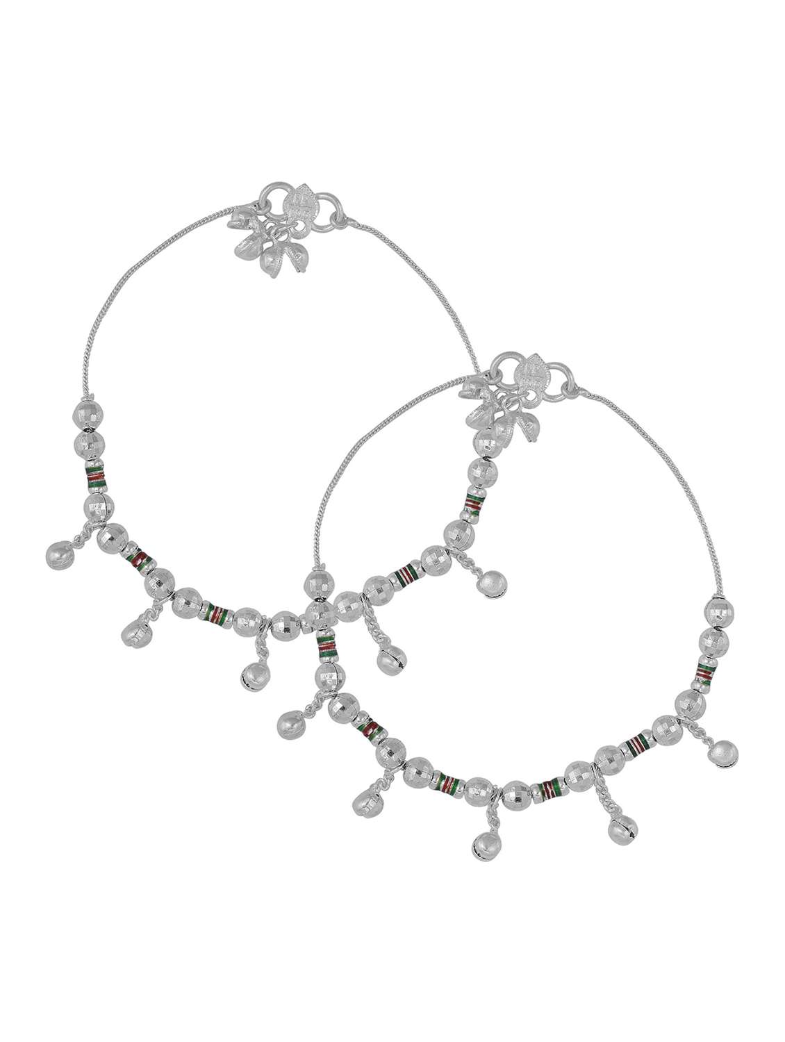 silver plated multi color stoned anklet 