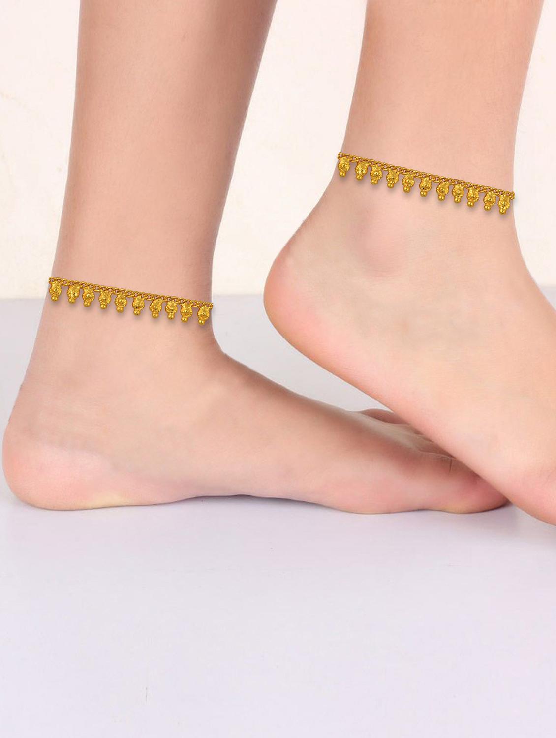 gold plated brass anklet - 18534120 - Standard Image - 3