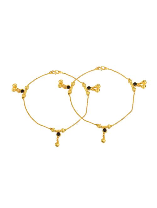 gold plated brass anklet with studded stones - 18534134 - Standard Image - 0