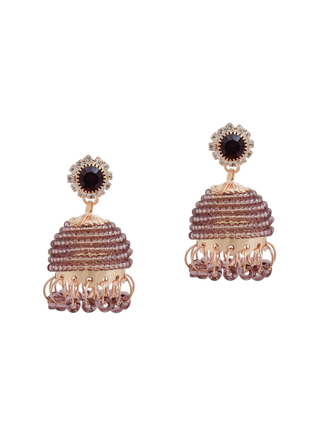 multi colored brass jhumka earring - 18534220 -  Zoom Image - 0