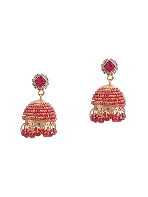 women pink jhumka earrings - 18534270 - Standard Image - 0