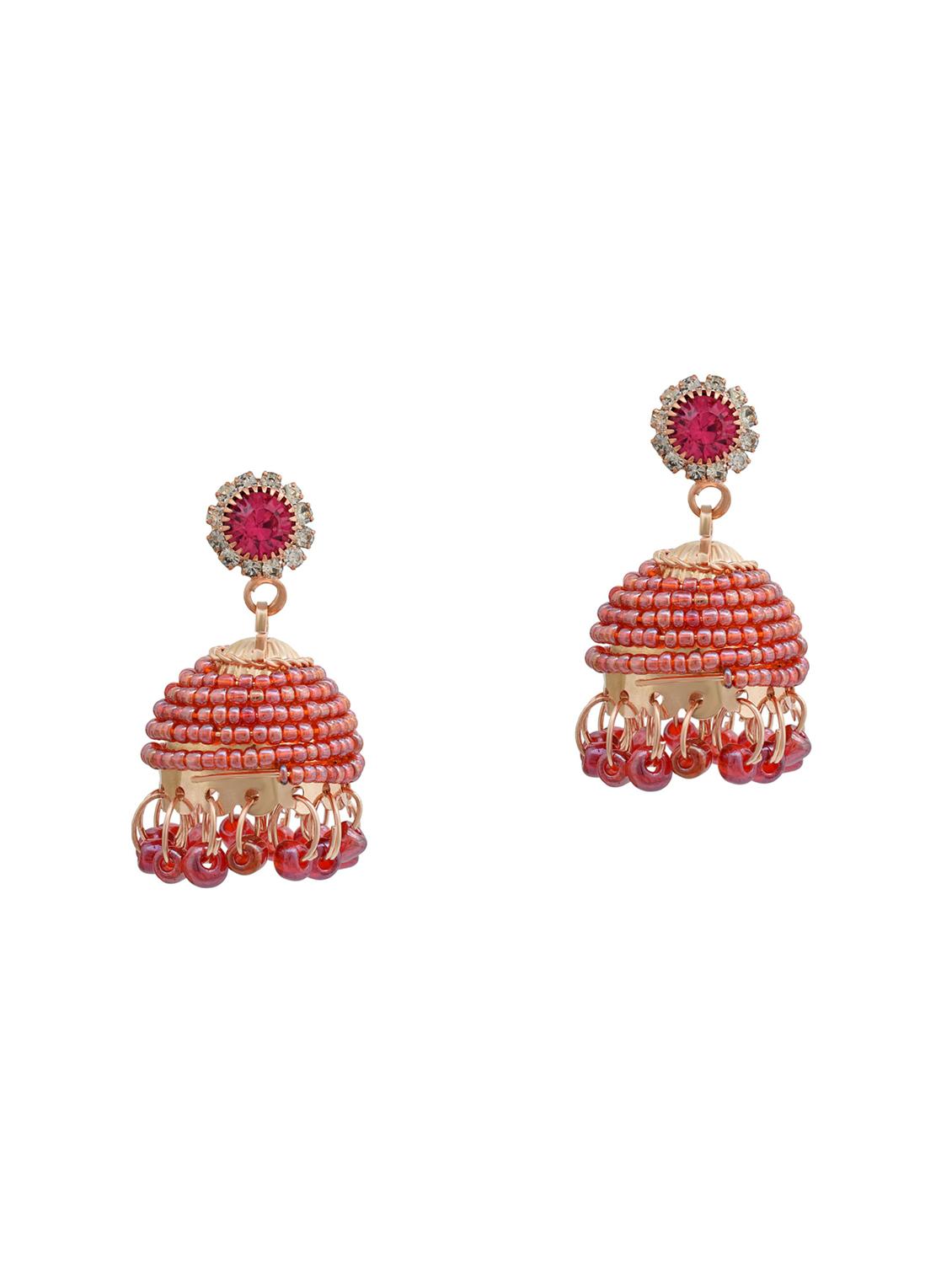 women pink jhumka earrings - 18534270 - Zoom Image - 0