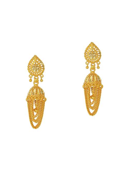 women golden jhumka earring - 18534272 - Standard Image - 0