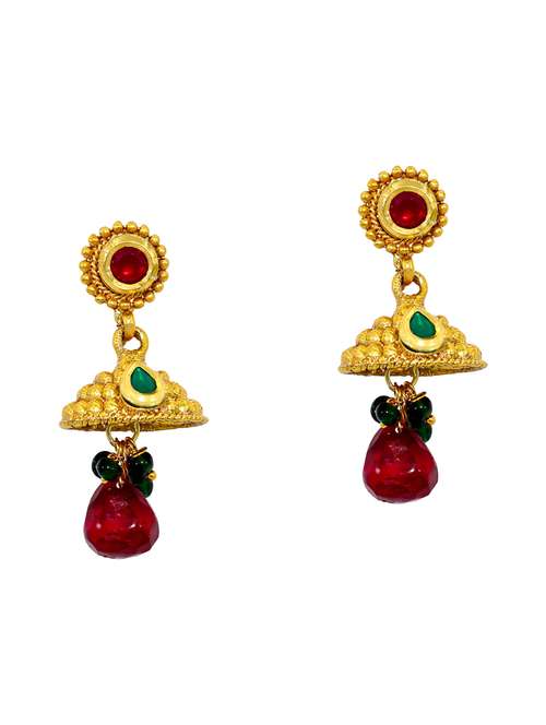 women golden jhumka earring  - 18534280 -  Standard Image - 0