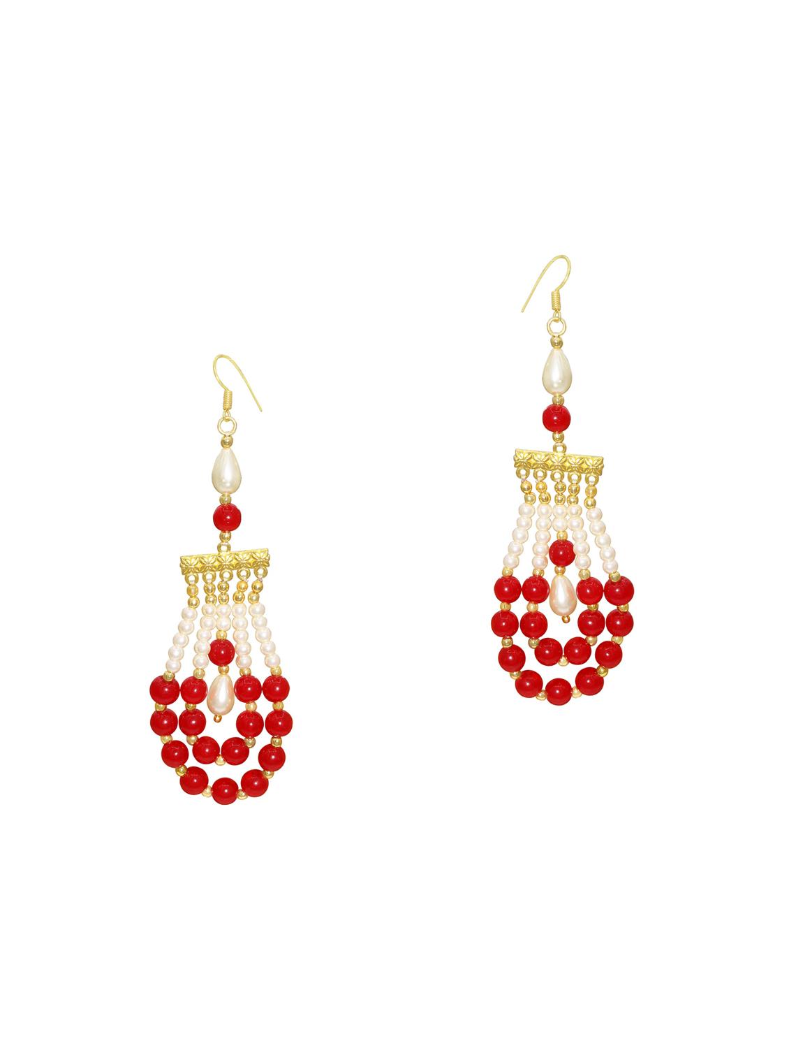 women white & red pearl drop earring - 18534311 - Zoom Image - 0