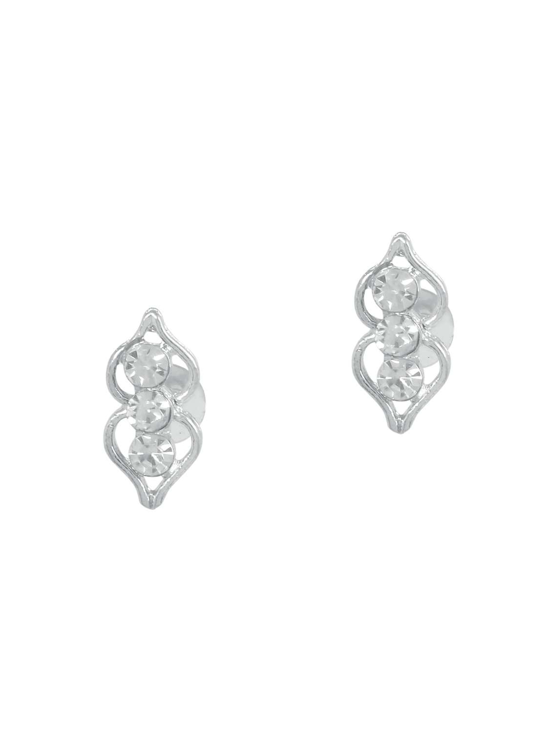 women silver stone stud earring 