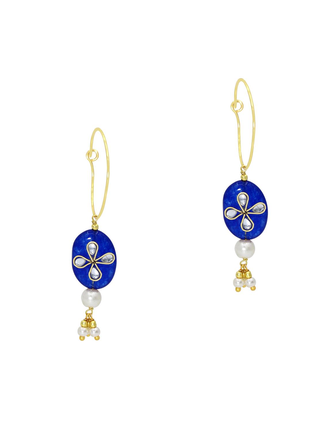 blue brass hoop earring - 18534453 -  Zoom Image - 0