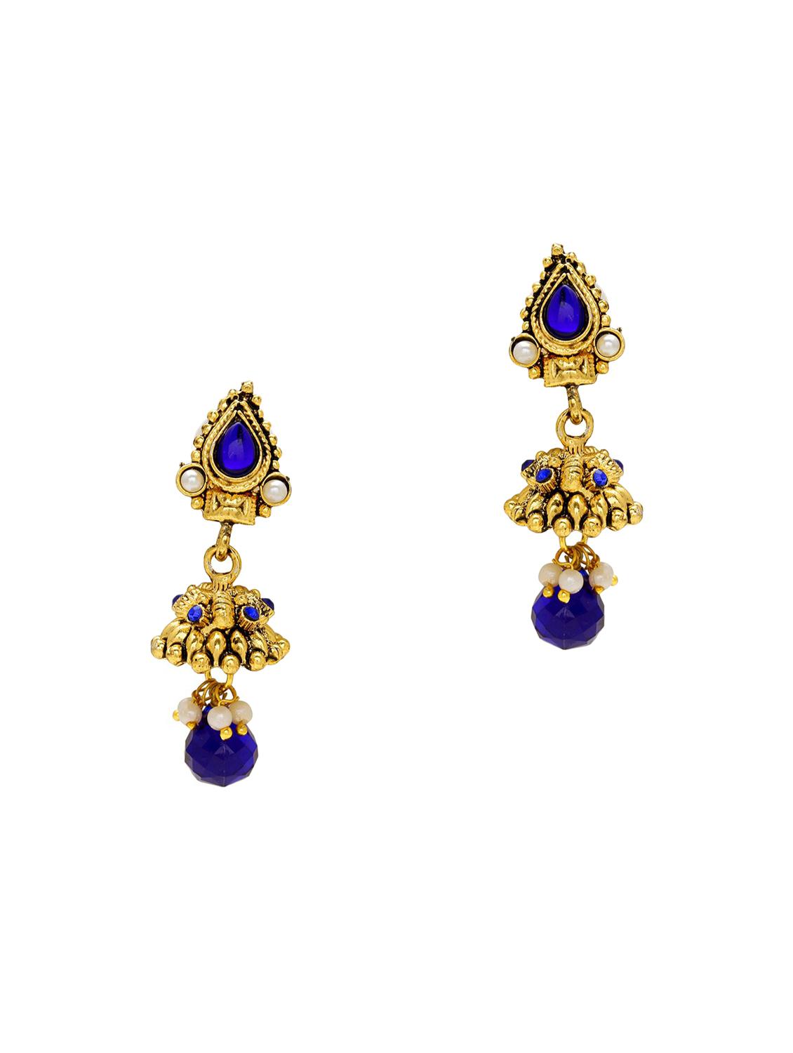 gold brass jhumka earring - 18534455 - Zoom Image - 0
